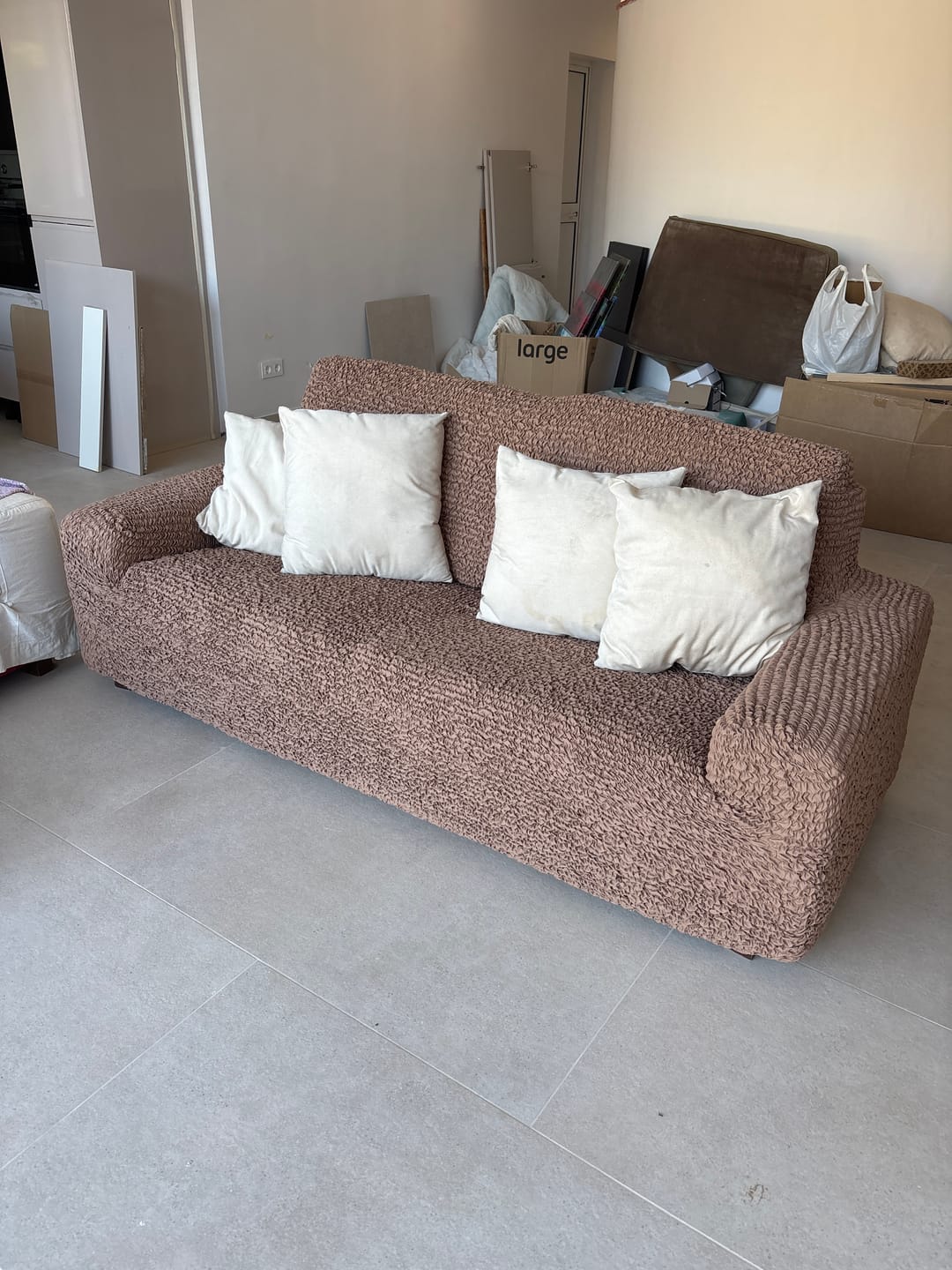 Customer photo review of 3 Seater Sofa Cover - Latte, Microfibra