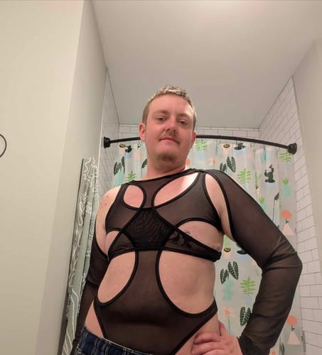 Customer photo review of Mens Mesh See-through Triangle Jumpsuit SKUI87489