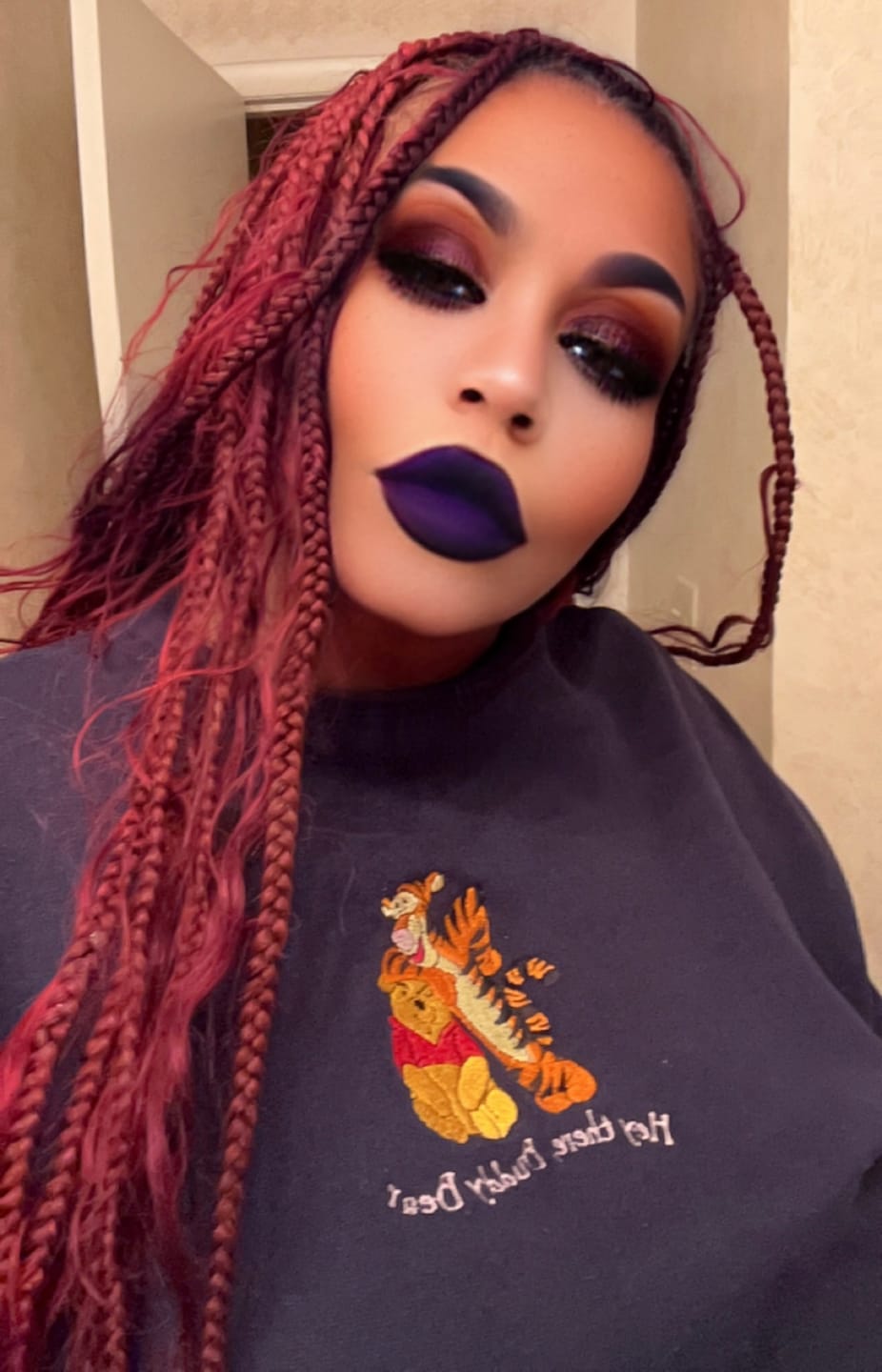 Customer photo review of #99J/Burgundy Mix Color Blend Loose Deep Wave Bulk Hair for Braiding