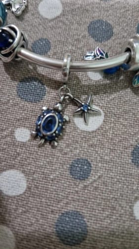 Customer photo review of 925 Sterling Silver Blue Turtle Charm
