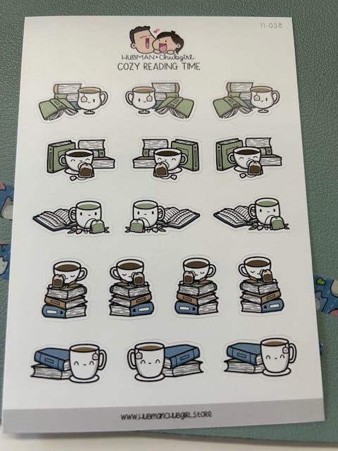 Customer photo review of Cozy Reading Time Planner Stickers