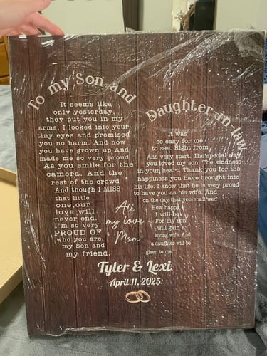 Customer photo review of Future Daughter In Law Gifts Custom Canvas Wall Art, Unique Wedding Gifts From Mom In Law