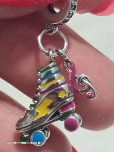 Customer photo review of 925 Sterling Silver Glow in the Dark Rollerskate Charm