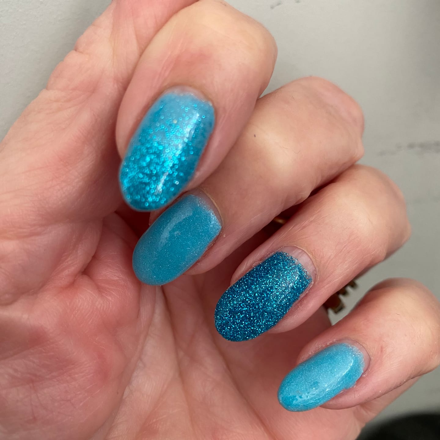 Customer photo review of Presedential Blue Dipping Powder