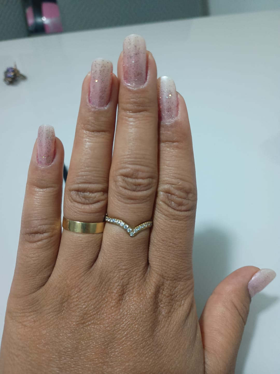Customer photo review of Anel Trinity Zircônia Banhado em Ouro 18K