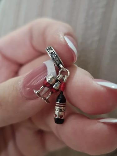 Customer photo review of 925 Sterling Silver Love Wine Charm