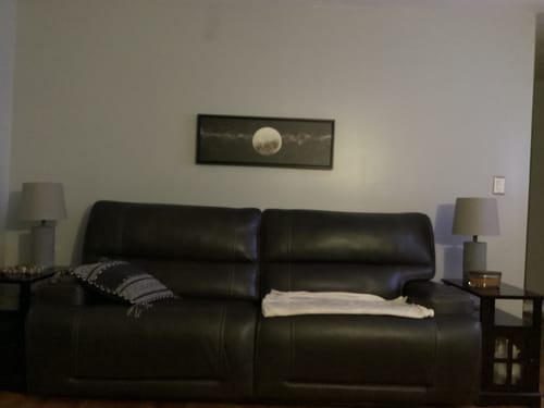Customer photo review of Black and White Moon In Starry Sky Horizontal Above Bed Wall Art