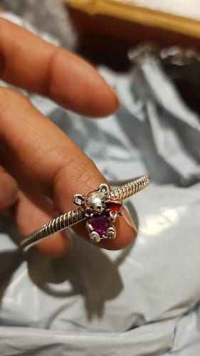 Customer photo review of 925 Sterling Silver Teddy Bear with Heart Charm