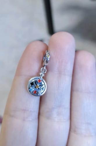 Customer photo review of 925 Sterling Silver Cards Clock Charm