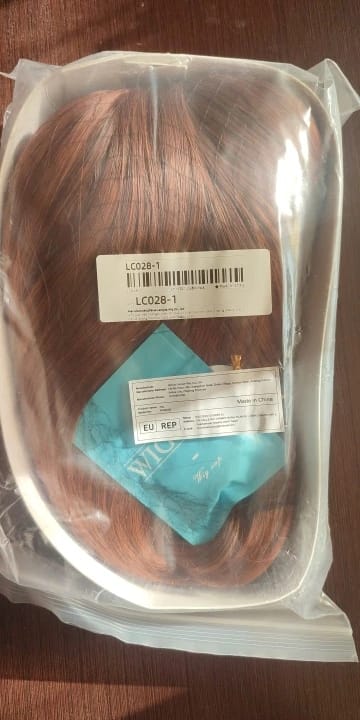 Customer photo review of Synthetic Long Straight Wig With Bangs — Red Brown Copper Ginger | KIMLUD