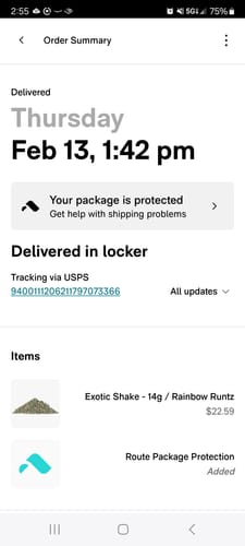 Customer photo review of Shipping Protection by Route