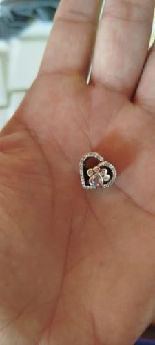 Customer photo review of 925 Sterling Silver Pink Paw Print Charm