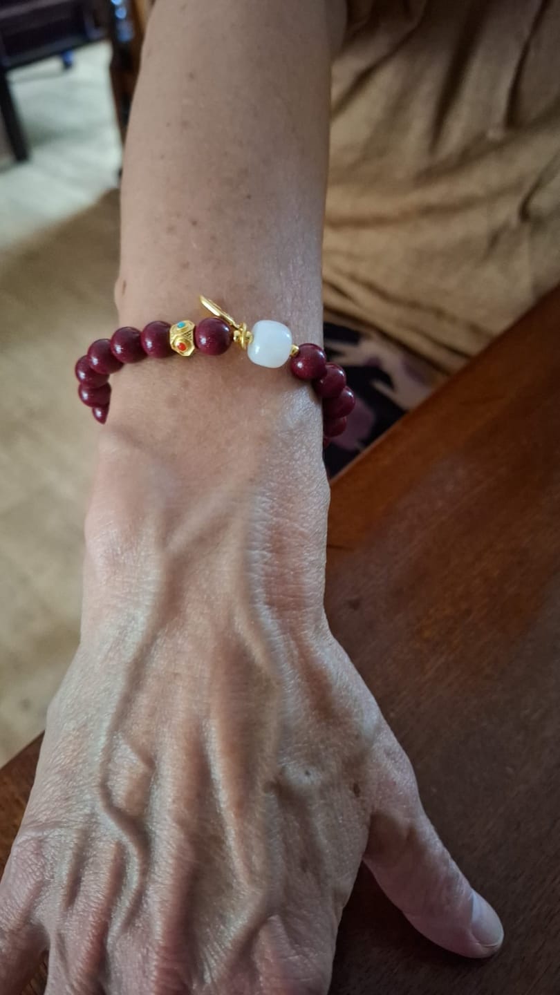 Customer photo review of High Content Red Cinnabar Good Fortune Bracelet – Luck & Prosperity
