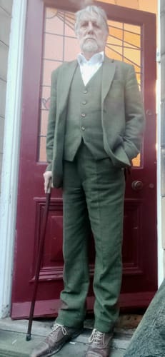 Customer photo review of Olive Green Check Tweed 3 Piece Suit