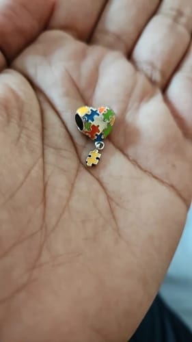 Customer photo review of 925 Sterling Silver Autism Heart Charm