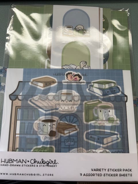 Customer photo review of Cozy Bookworm Variety Sticker Pack