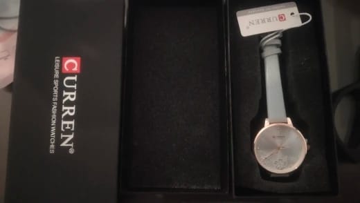 Customer photo review of Leather Quartz Wristwatch Floral Dial — Light Blue | KIMLUD