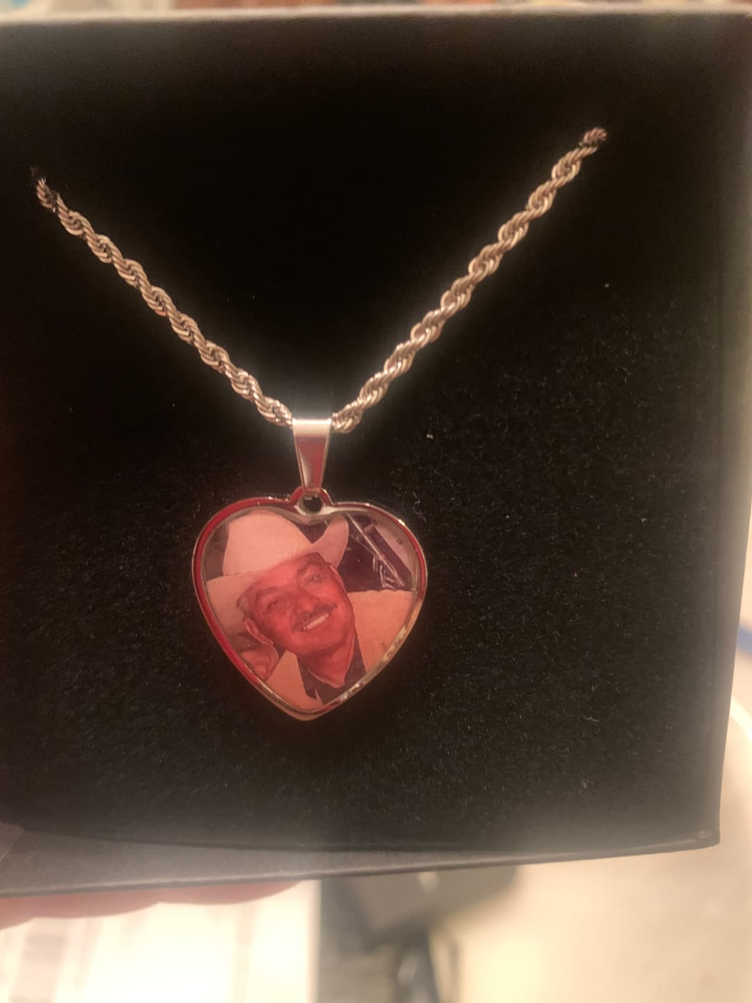 Customer photo review of Engravable Heart Necklace With Picture
