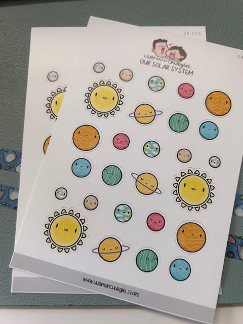 Customer photo review of Our Solar System Planner Stickers