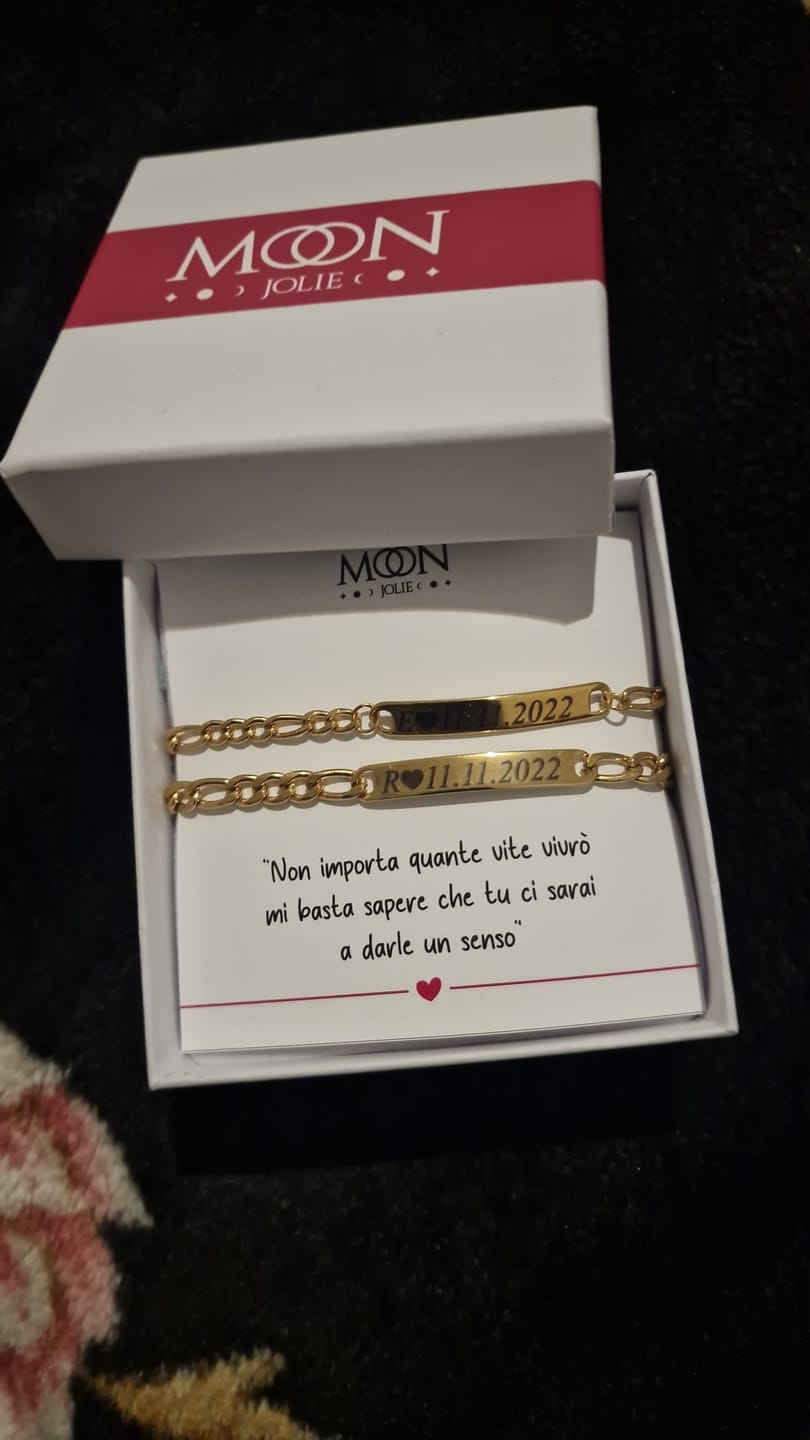 Customer photo review of Coppia di Bracciali Amore Eterno Personalizzati con incisione