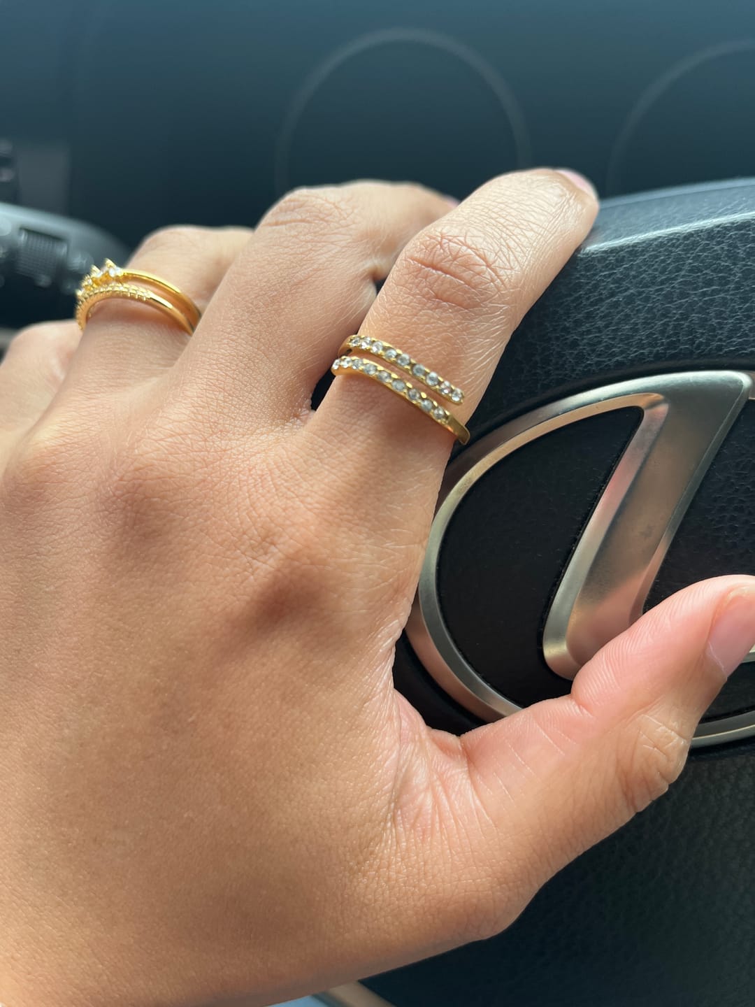 Customer photo review of Layered Gold & Crystal Wrap Ring