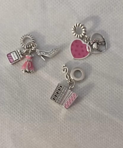S. review of 925 Sterling Silver Pink Accordion Charm image 1 out of 1