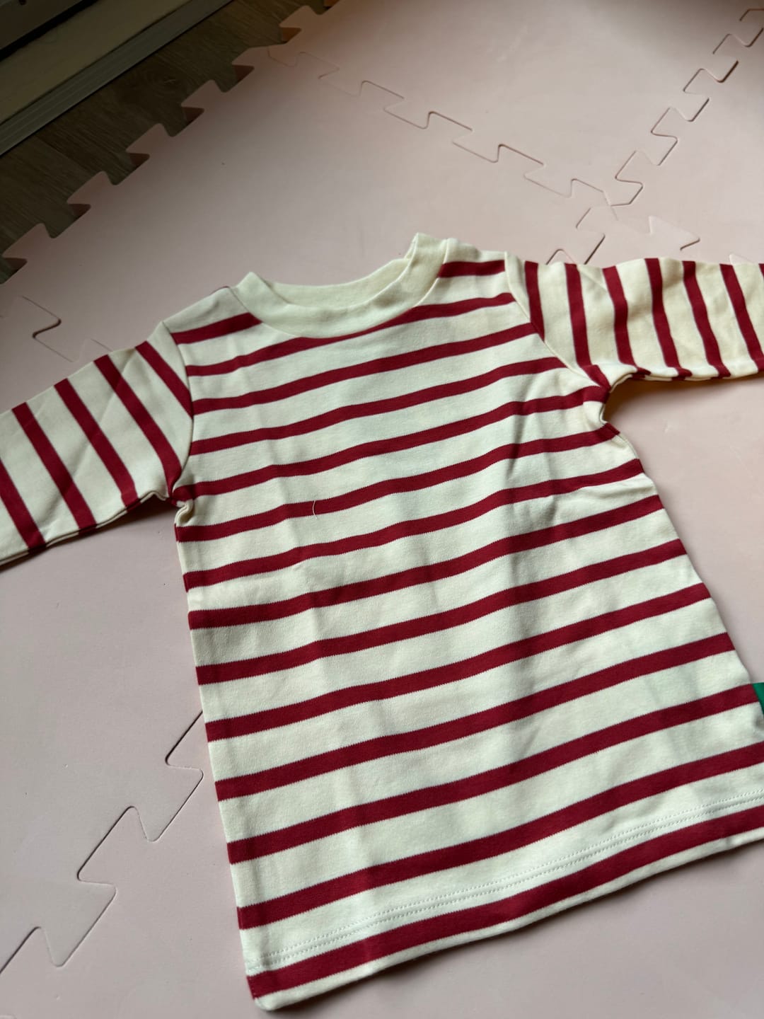 Customer photo review of Stripes Forever Soft Red Long Sleeve T-Shirt
