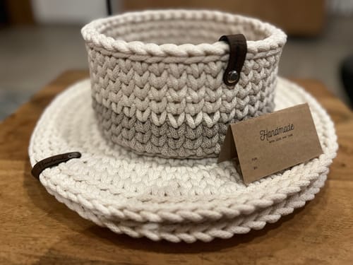 Customer photo review of Label-Set "Handmade" - Braun - CS0016 - für Häkelkörbe etc.