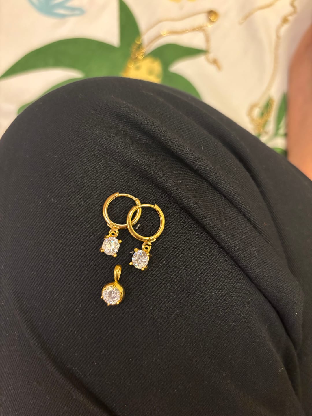 Customer photo review of Diamond Solitaire Dangling Drop Earrings