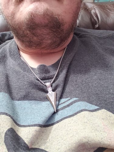 Customer photo review of Spear Arrowhead Necklace