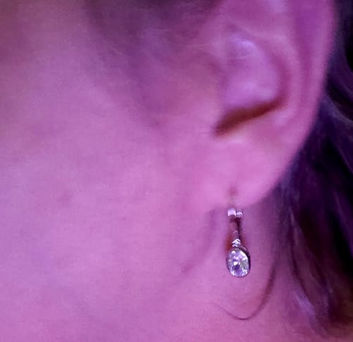 Customer photo review of CZ Leverback Earrings in Sterling Silver