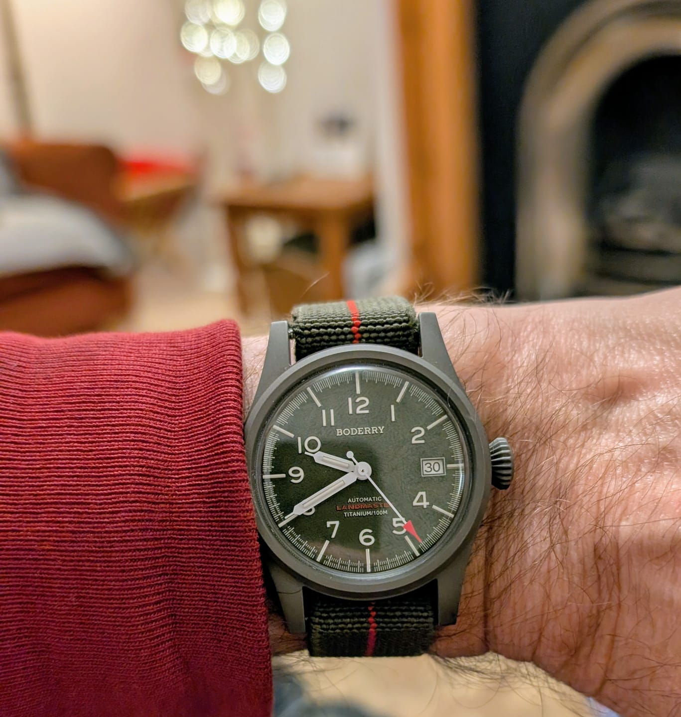 Customer photo review of LANDMASTER - 100M Waterproof Titanium Automatic Field Watch | Green