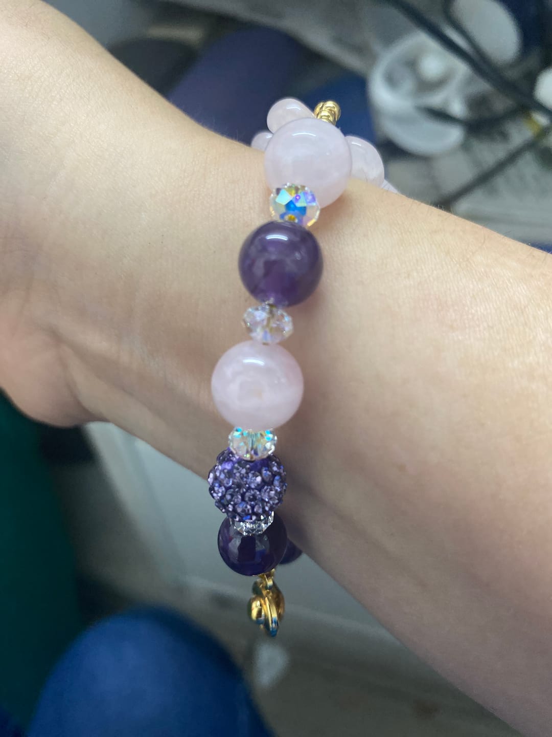 Customer photo review of Mystique Knot Rose Quartz/Amethyst for Endless Good Fortune and Long Life