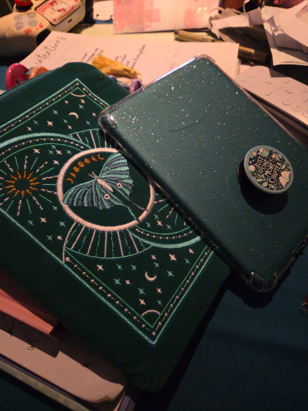 Customer photo review of Luna Moth E-Reader Sleeve
