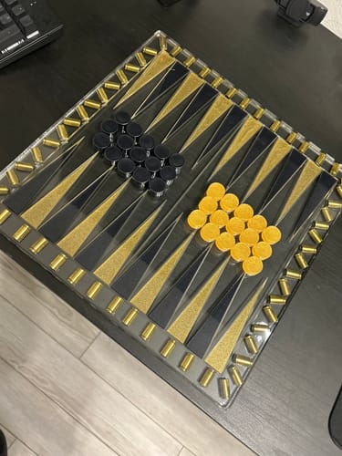 Customer photo review of 14x14x0.5" Medium Backgammon Board With Pieces Silicone Mold