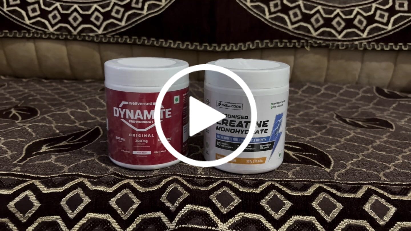 Customer video review of Wellcore Creatine Monohydrate Powder (307g, 83 Servings, Tropical Tango) + Dynamite Pre-Workout Powder (210g,15 Servings, Fruit Blast)