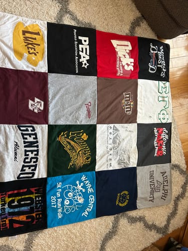 T-shirt quilt from geneseo university, guelph university by Debbie from NY