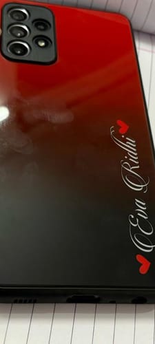 Customer photo review of Customize Name Gradient Glass Case Cover Red Wine For Samsung