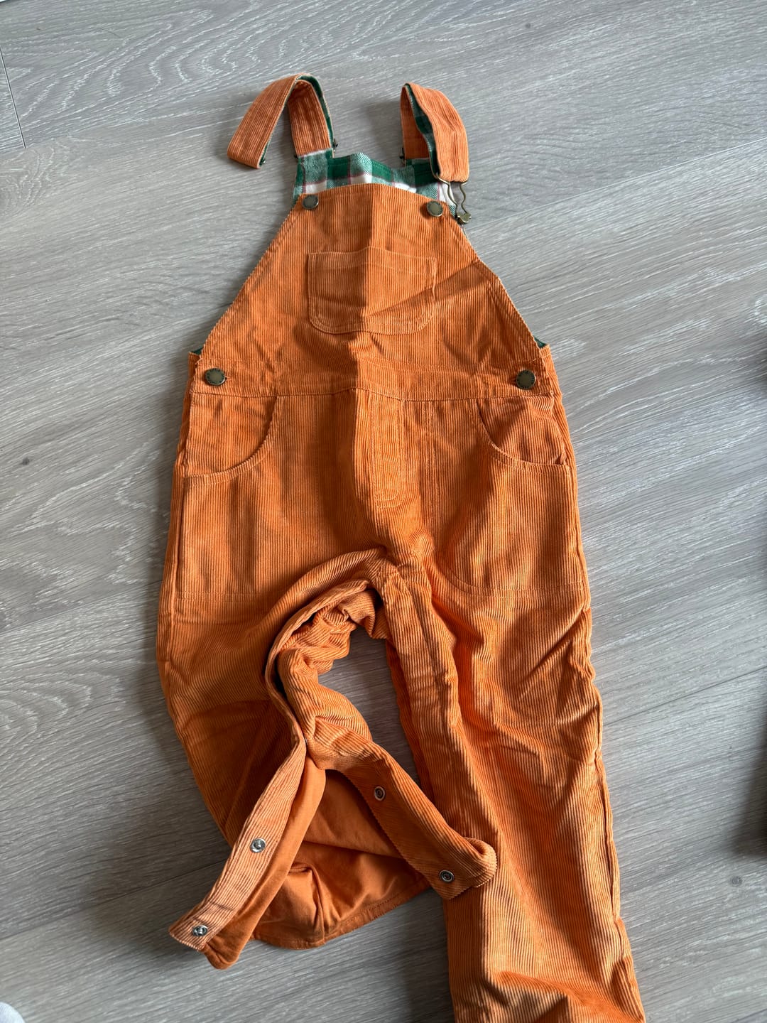 Customer photo review of Golden Ochre Lined Corduroy Dungarees