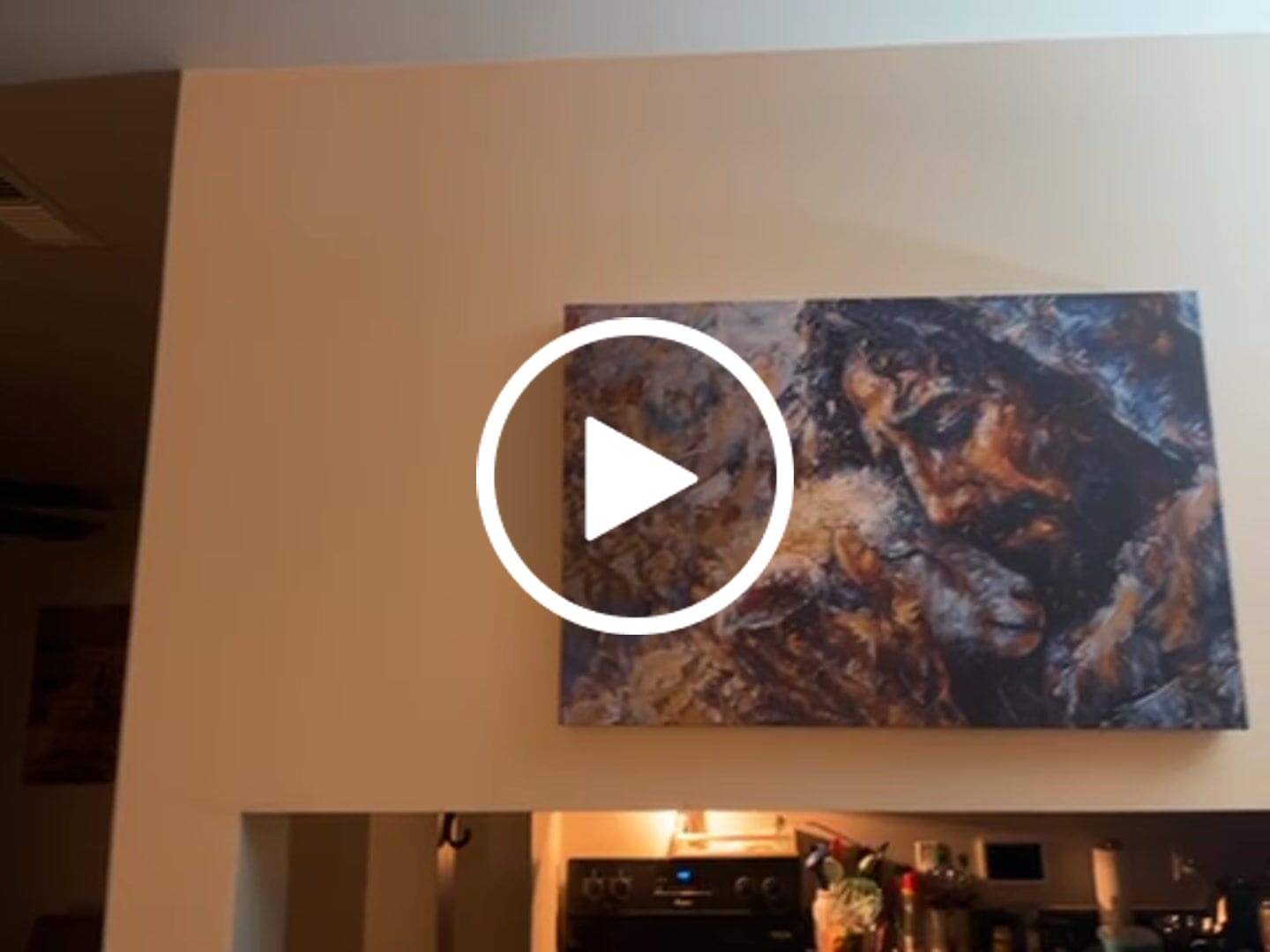 Customer video review of Abstract Painting of Jesus and Lost Lamb Wall Art Canvas