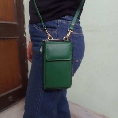 Customer photo review of Go Glide Vegan Leather Crossbody Sling Bag - Red