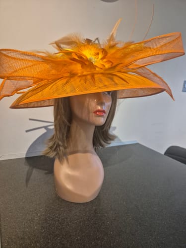 Customer photo review of UK Made Sinamay Wide Down Brim Hat Base HA098