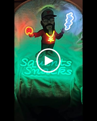 Customer video review of Squints Snacks - Premium Neon Artwork