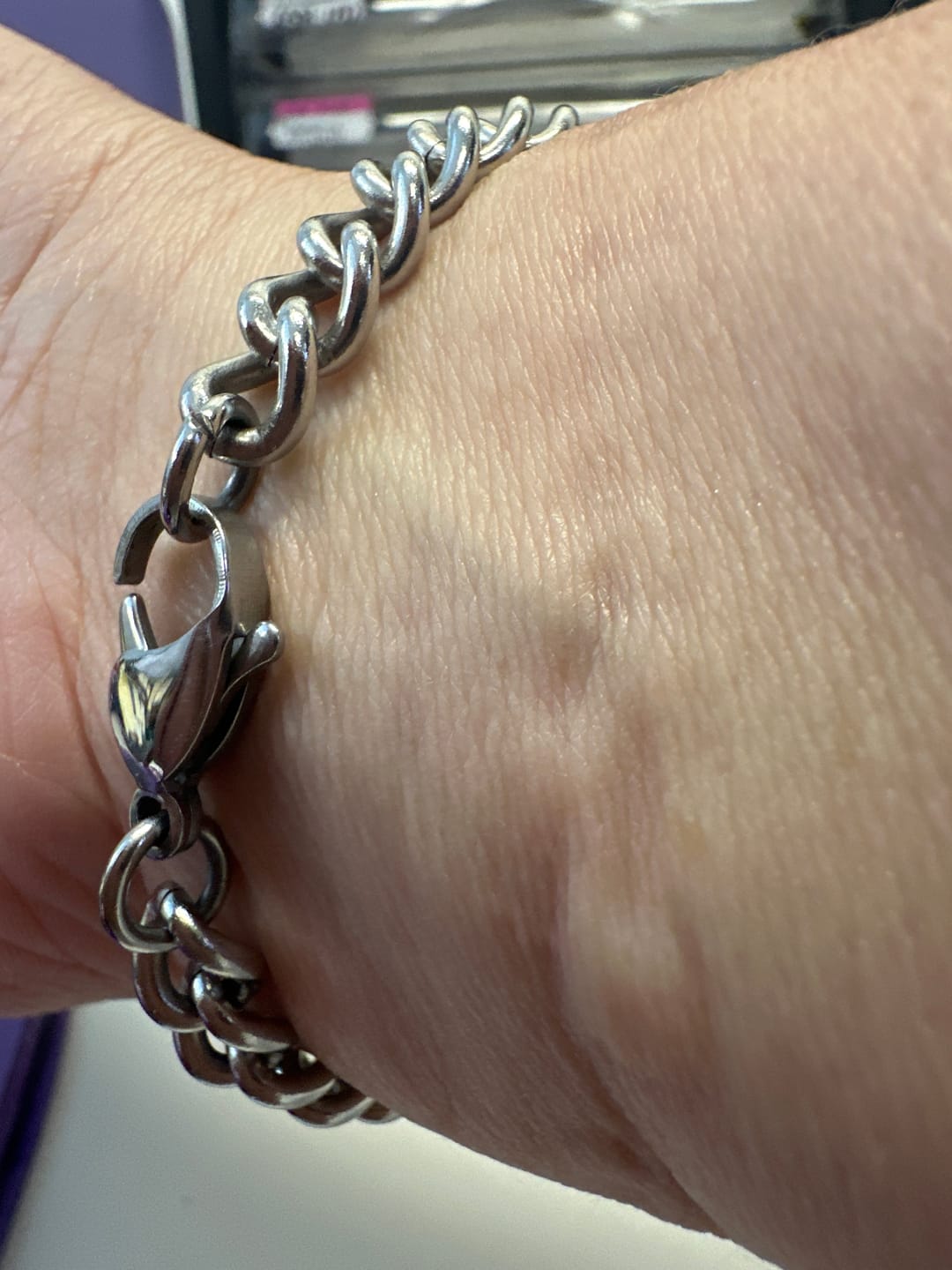 Customer photo review of Personalised Medical Alert Chain Bracelet