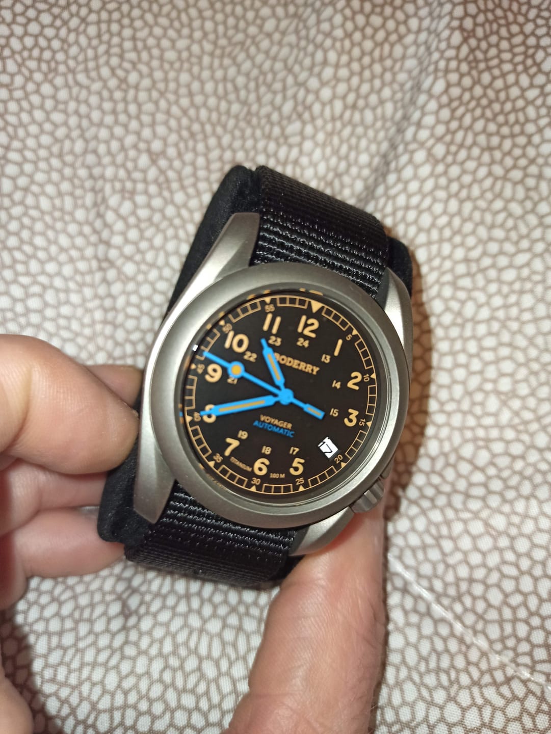 Customer photo review of VOYAGER - 100M Waterproof Titanium Automatic Field Watch | Vintage Noir