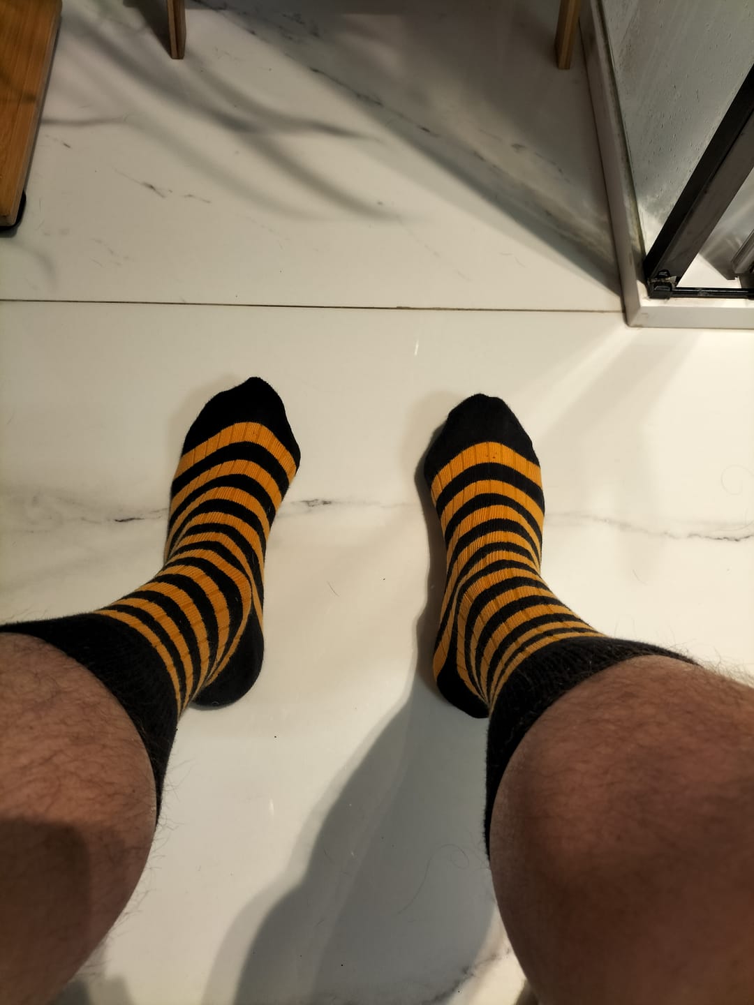 Customer photo review of Retro Striped Cotton Socks - Black/Orange