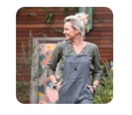 Customer photo review of Salopette Mariette en jean gris