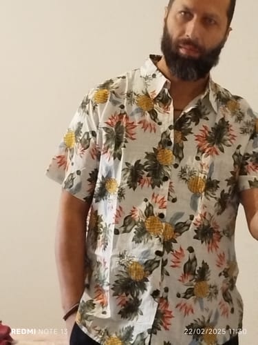 Customer photo review of Chemises en coton ananas à manches courtes pour hommes