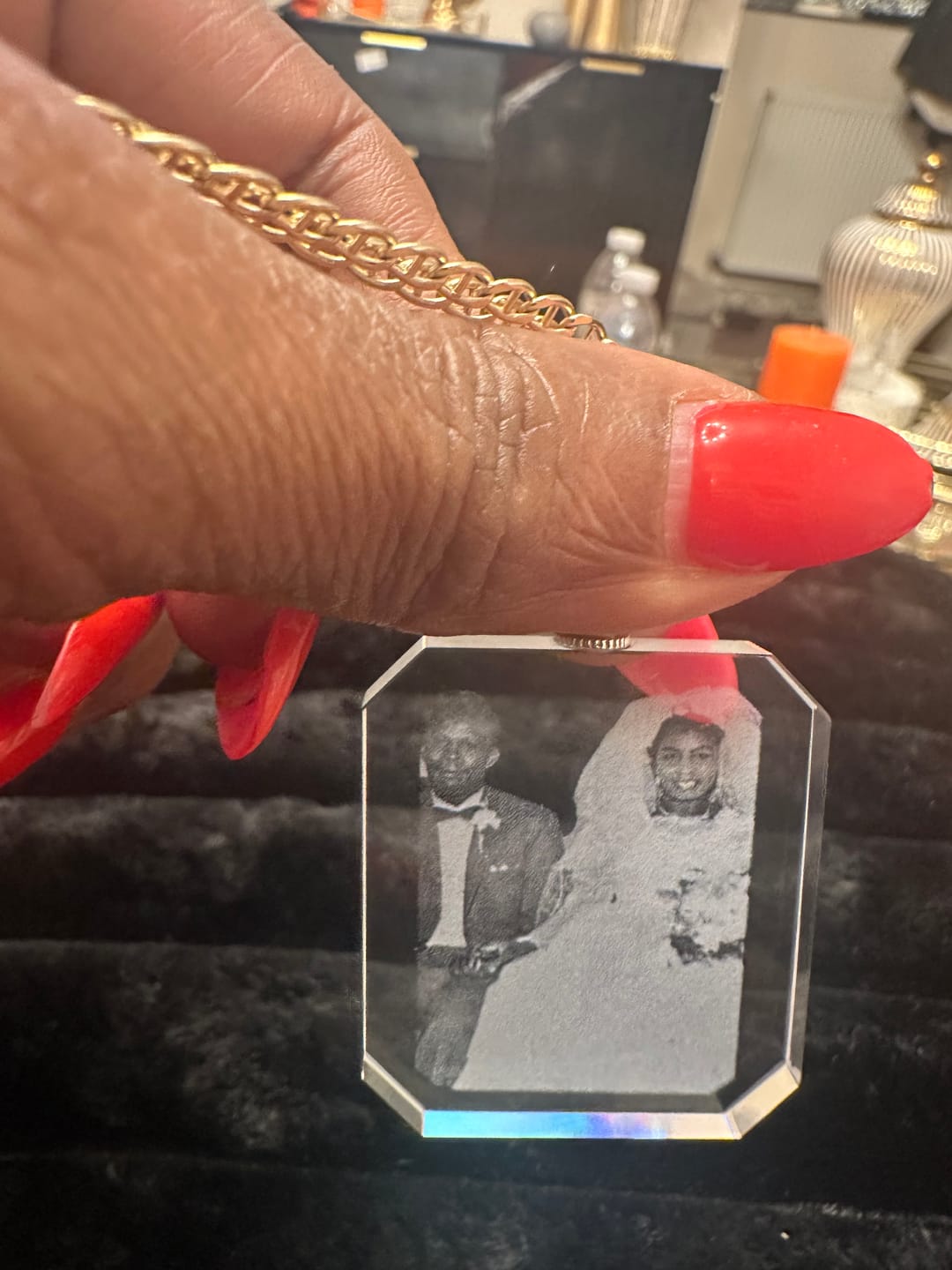 Customer photo review of For Memorial - I Will Carry You With Me Until I See You Again Transparent Photo Custom Necklace