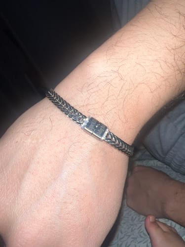 Customer photo review of Dan Bracelet - Dad Bracelet with kid's names - Silver